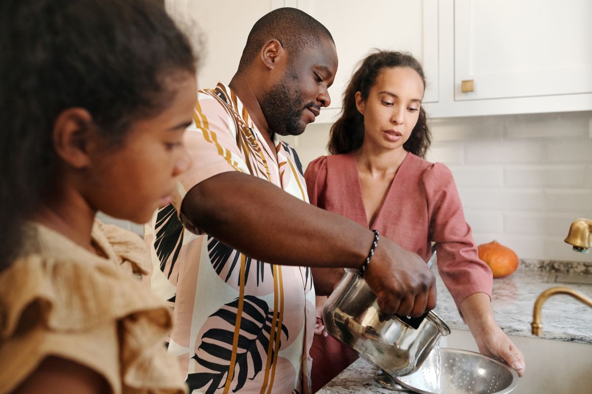 A family cooking together